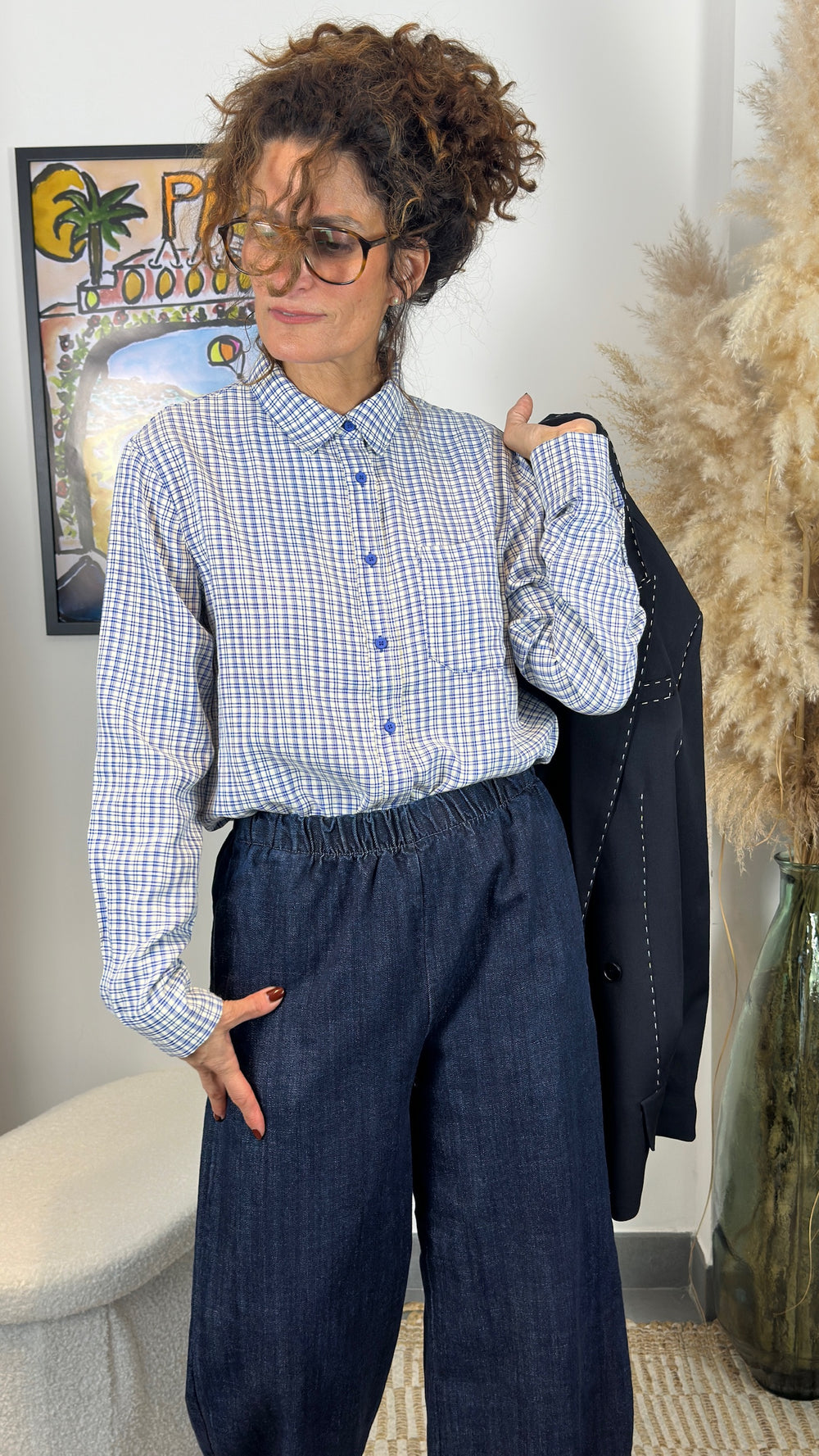 Chemise à carreaux bleu