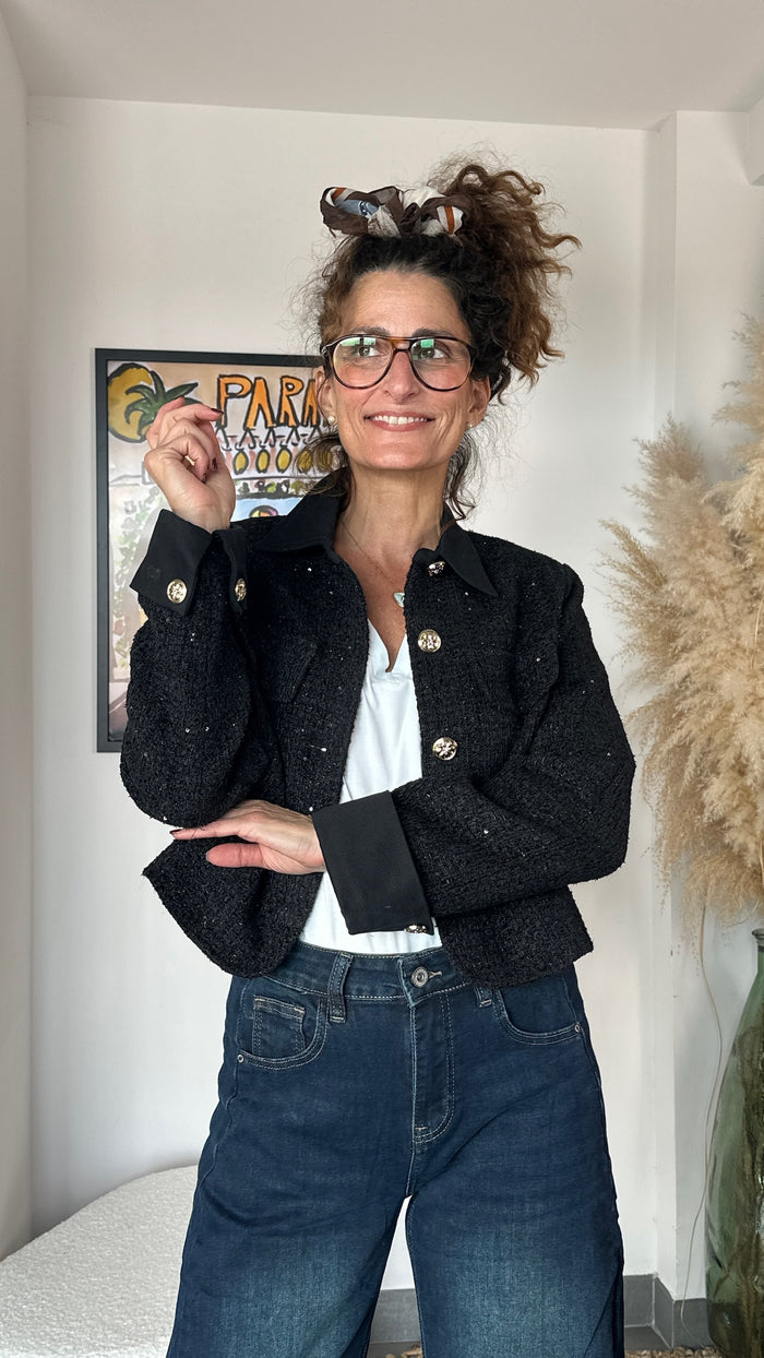 Veste tweed noir