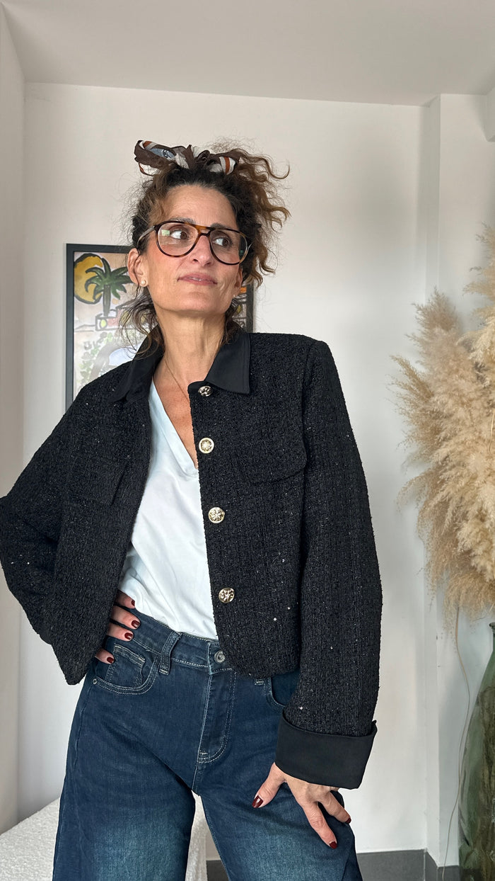 Veste tweed noir