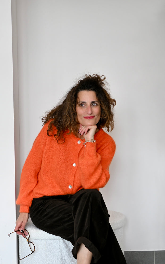 Cardigan pull en maille avec mohair