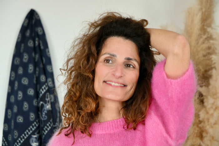 Pull en maille mohair manche 3/4