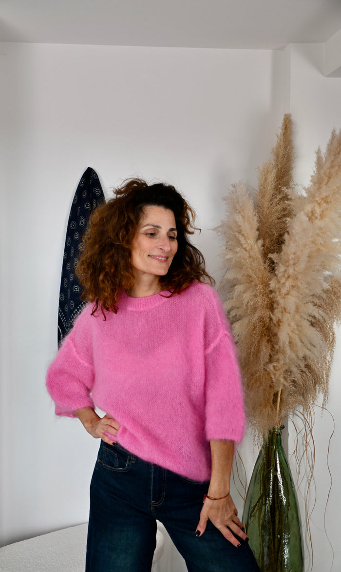 Pull en maille mohair manche 3/4